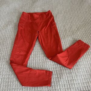Fabletics Motion365 Ankle Leggings Red Pockets Women's M Workout CrossFit Hyrox